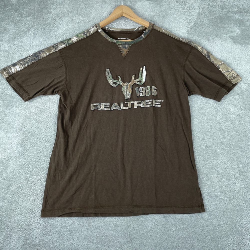 Realtree Shirt Mens Medium Brown Camo Y2K Buckhorn River Hunting Outdoor Vintage